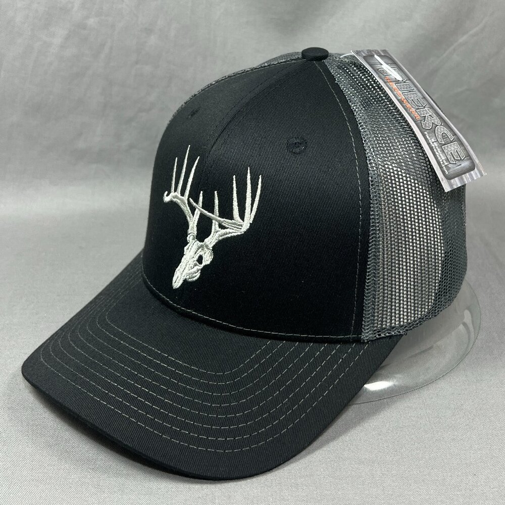 Skullz Antlers Fierce Snapback Hat Black Trucker Fishing Hunting Outdoor Mens - Picture 6 of 13